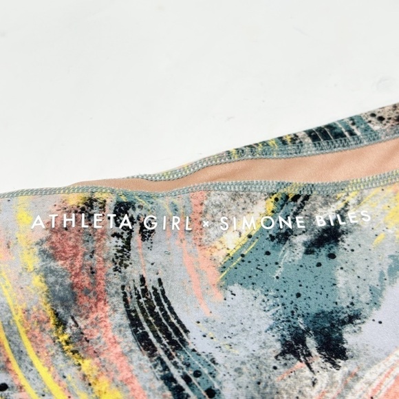 ATHLETA GIRL X SIMONE BILES 🐐 Girl’s Abstract Print Longline Bra Crop Top Sz XL - Picture 5 of 8